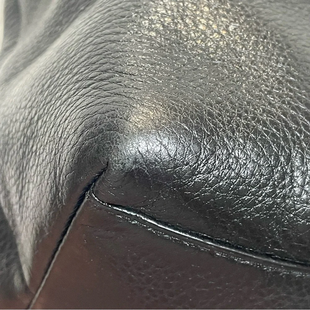 Vintage ❤️ Coach Soft Pebbled Leather Black & Gold Classic Shoulder Tote Bag EUC - Picture 11 of 14